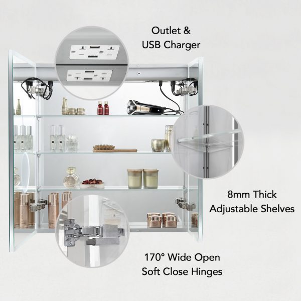 BLOSSOM Asta 30x32 Inch LED Medicine Cabinet with Clock