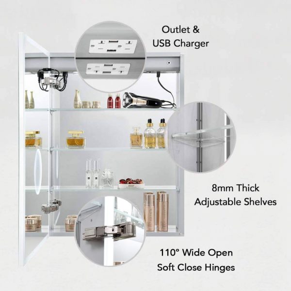 BLOSSOM Sirius 24x32 Inch LED Medicine Cabinet with Clock
