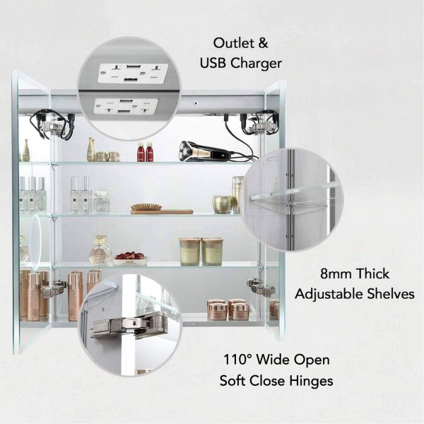 BLOSSOM Sirius 30x32 Inch LED Medicine Cabinet with Clock
