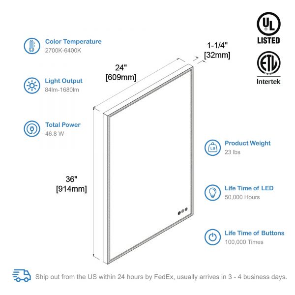 BLOSSOM Stellar 24 Inch LED Mirror