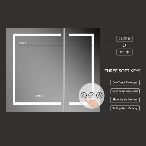 BLOSSOM Asta 36x32 Inch LED Medicine Cabinet with Clock
