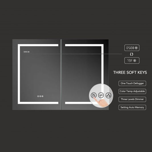 BLOSSOM Asta 48x32 Inch LED Medicine Cabinet with Clock