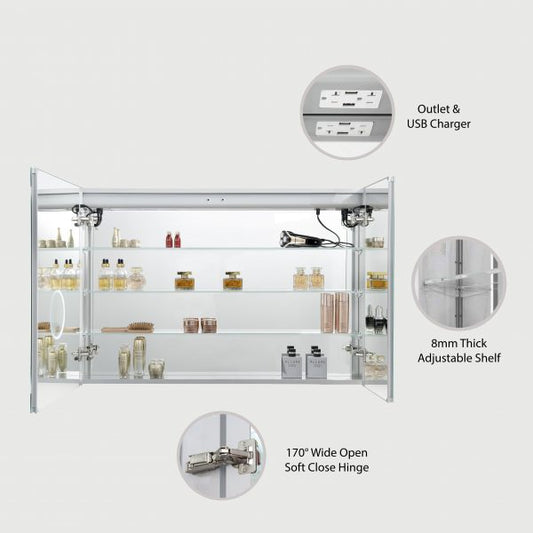 BLOSSOM Asta 48x32 Inch LED Medicine Cabinet with Clock