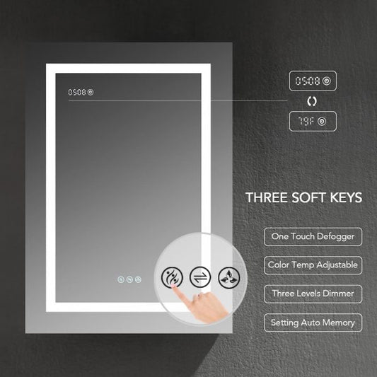 BLOSSOM Asta 24x32 Inch LED Medicine Cabinet with Clock