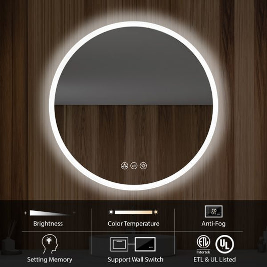 BLOSSOM Orion 24″ Round LED Mirror with Frosted Edge