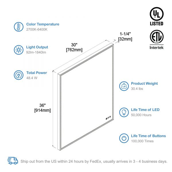 BLOSSOM Stellar 30 Inch LED Mirror